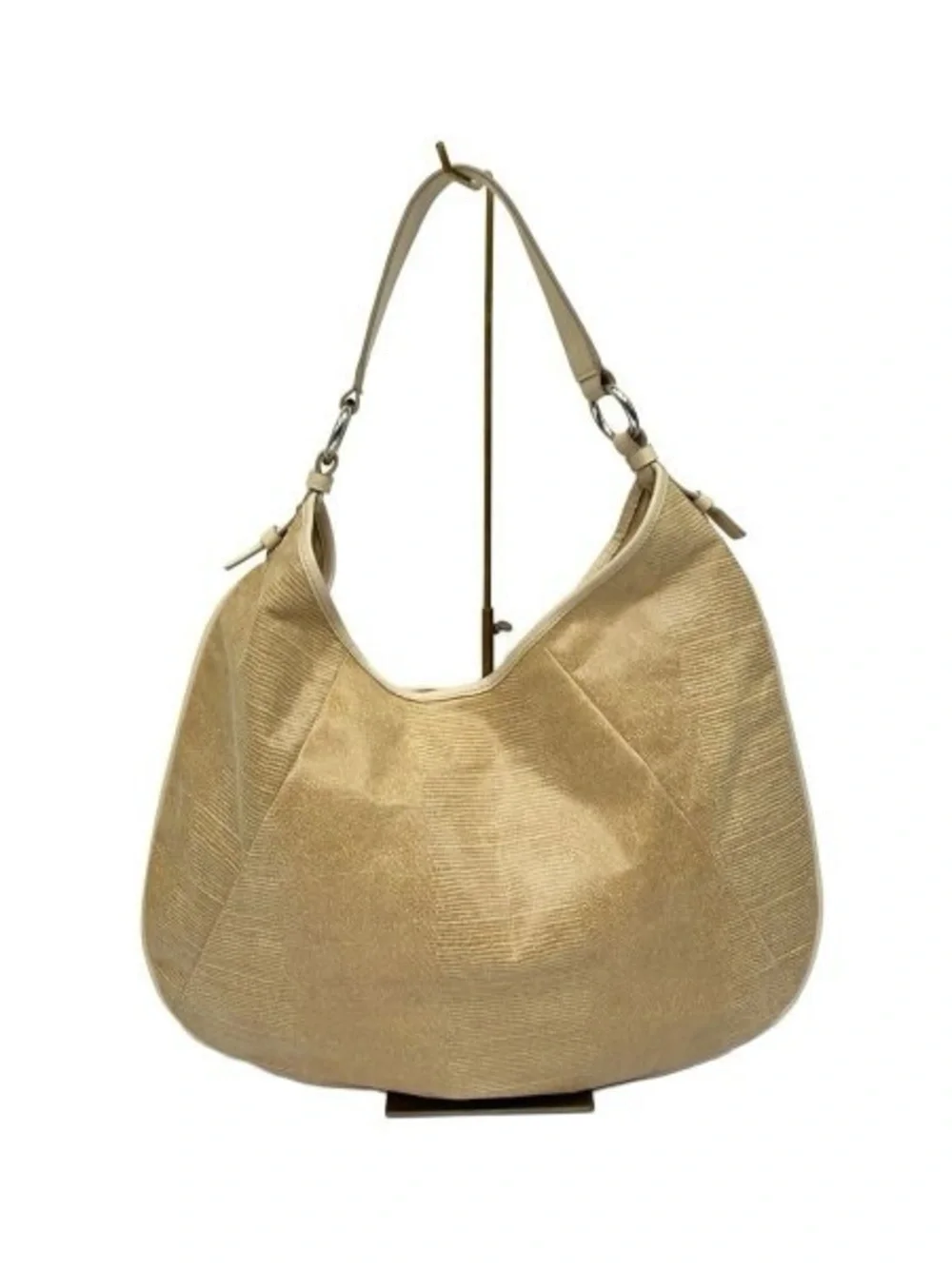 Banana Republic Lucia Lizard Hobo Bag Ivory Leather Slouchy Shoulder Bag